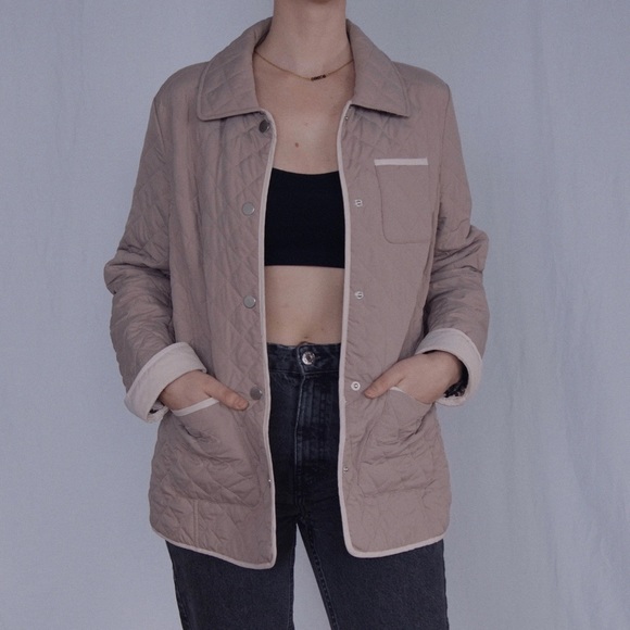 Vintage Beige Quilt Jacket coat - Picture 3 of 8